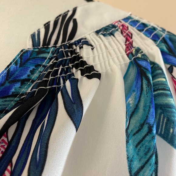 Draper and Damon’s Hawaiian Print Blouse Pink Green Palm Print Golden Girls NEW - Picture 7 of 11